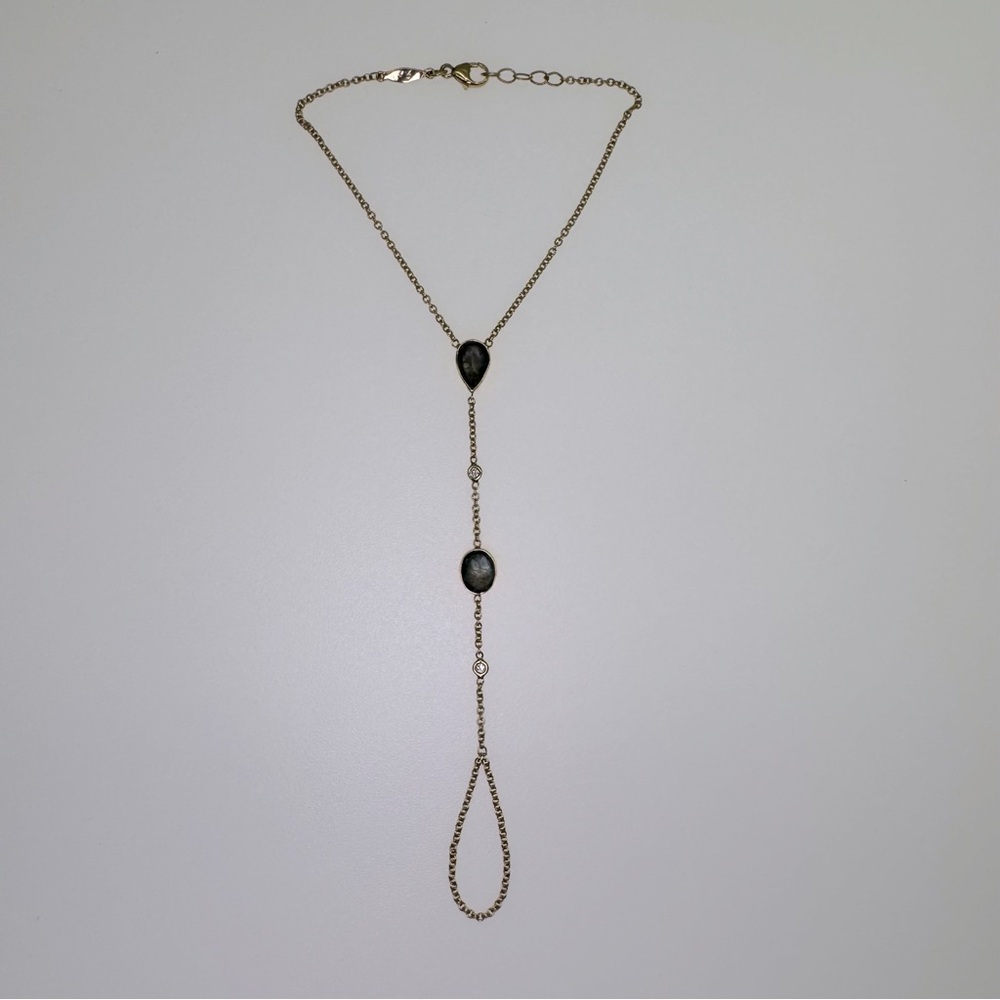 Jacquie Aiche Tourmaline And Diamond Finger Bracelet Hand Chain 14k Yellow Gold